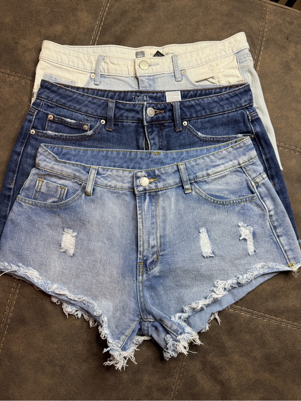 Time and Tru Light Blue Distressed Denim Shorts